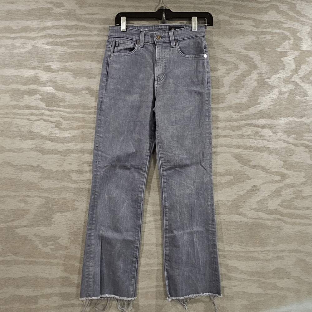 Adriano Goldschmied SZ 25 Gray Wash Kinsley High Rise Crop Boot Raw Hem Jeans - Picture 2 of 12